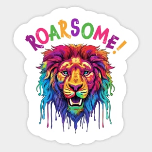 Roarsome Colourful Rainbow Lion, Fun Eye-Catching Design Sticker